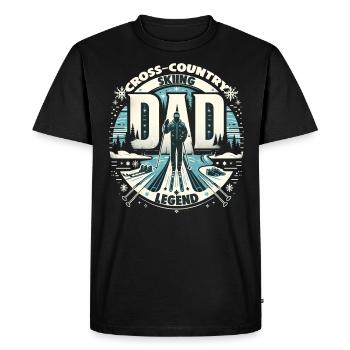 Fête des pères PAPA la légende du ski de fond Papa - T-shirt Premium bio Homme - noir - Devant - Nico (187cm)