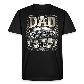 Father's Day Dad The Harmonica Legend Dad Dad - Men's Premium Organic T-Shirt - black - Front - Nico (187cm)
