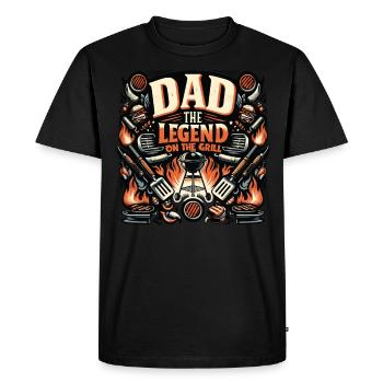 Fête des pères Papa la légende sur le gril Papa Papa - T-shirt Premium bio Homme - noir - Devant - Nico (187cm)