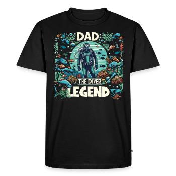 Fête des pères Papa la légende du plongeur Papa Papa plongeur - T-shirt Premium bio Homme - noir - Devant - Nico (187cm)