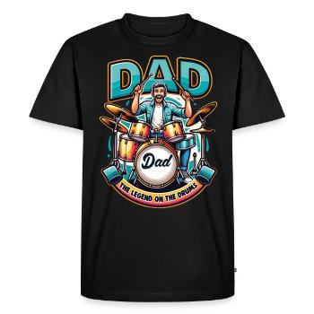 Fête des pères Papa la légende à la batterie Papa Papa - T-shirt Premium bio Homme - noir - Devant - Nico (187cm)