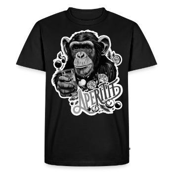 Aperitif Monkey Black White - Men's Premium Organic T-Shirt - black - Front - Nico (187cm)