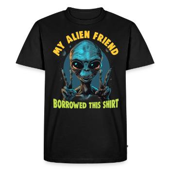 SciFi and alien aliens and UFO fan - Men's Premium Organic T-Shirt - black - Front - Nico (187cm)