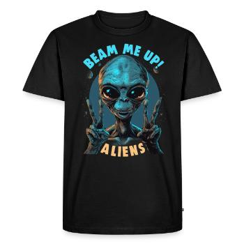 SciFi and Extraterrestrial Aliens and UFO Fan - Men's Premium Organic T-Shirt - black - Front - Nico (187cm)