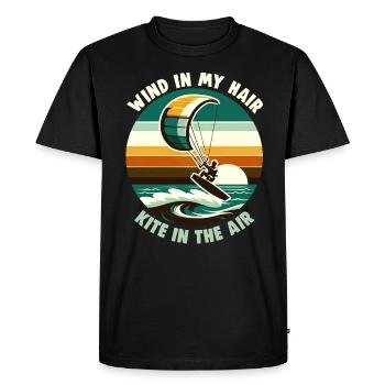Kitesurf Du vent dans mes cheveux cerf-volant dans les airs - T-shirt Premium bio Homme - noir - Devant - Nico (187cm)