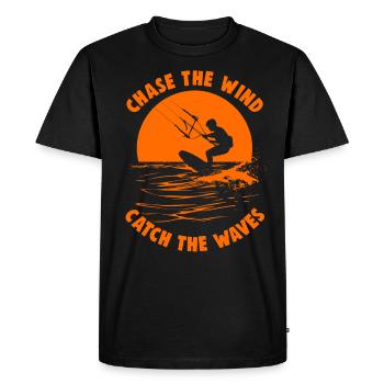 Kitesurfing Chase the wind catch the waves - Men's Premium Organic T-Shirt - black - Front - Nico (187cm)