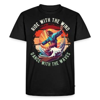 Kitesurfing Ride with the wind Kitesurfer Jesus - Men's Premium Organic T-Shirt - black - Front - Nico (187cm)