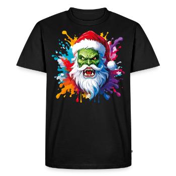 12 gouttes de peinture Zombie Screaming Santa Claus - T-shirt Premium bio Homme - noir - Devant - Nico (187cm)