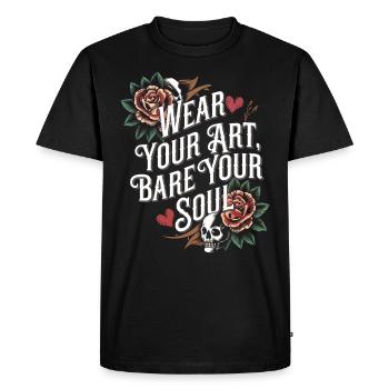 Studio de tatouage Artiste tatoueur Idées de tatouage - T-shirt Premium bio Homme - noir - Devant - Nico (187cm)