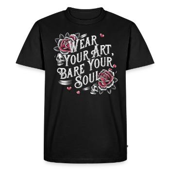 Studio de tatouage Artiste tatoueur Idées de tatouage - T-shirt Premium bio Homme - noir - Devant - Nico (187cm)