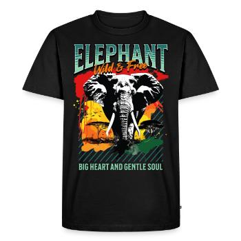 Éléphant Afrique Safari Nature sauvage Aquarelle Art - T-shirt Premium bio Homme - noir - Devant - Nico (187cm)