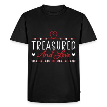 14 février Cadeau de la Saint-Valentin Coeur Amour - T-shirt Premium bio Homme - noir - Devant - Nico (187cm)