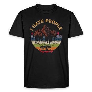 Je déteste les gens - Nature, Camping, Plein air - T-shirt Premium bio Homme - noir - Devant - Nico (187cm)