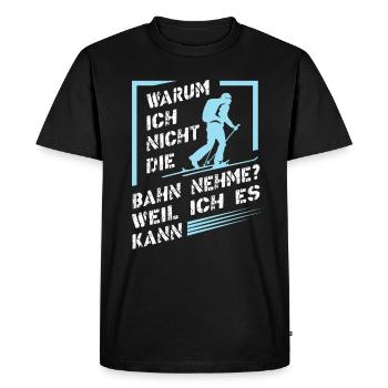 Why don't I take the train? Ski touring - Men's Premium Organic T-Shirt - black - Front - Nico (187cm)