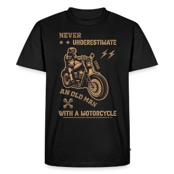 Ne sous-estimez jamais un vieil homme - moto - T-shirt Premium bio Homme - noir - Devant - Nico (187cm)