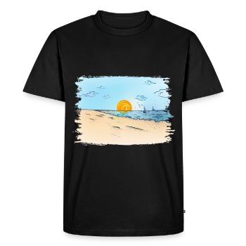Lever du soleil sur la plage - T-shirt Premium bio Homme - noir - Devant - Nico (187cm)