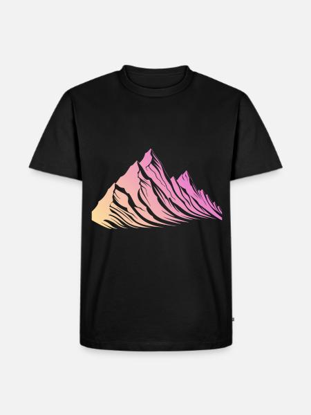 Berge Wandern Symbol - Männer Premium Bio T-Shirt - Schwarz