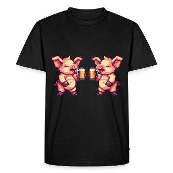 Fête de la bière de l’équipe de cochons - T-shirt Premium bio Homme - noir - Devant - Nico (187cm)
