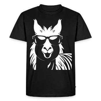 Drôle d’alpaga portant des lunettes de soleil cool alpagas - T-shirt Premium bio Homme - noir - Devant - Nico (187cm)