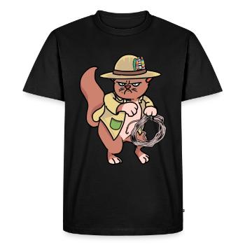 Chat Wild West Cowboy Ranch Lasso Hippie - T-shirt Premium bio Homme - noir - Devant - Nico (187cm)