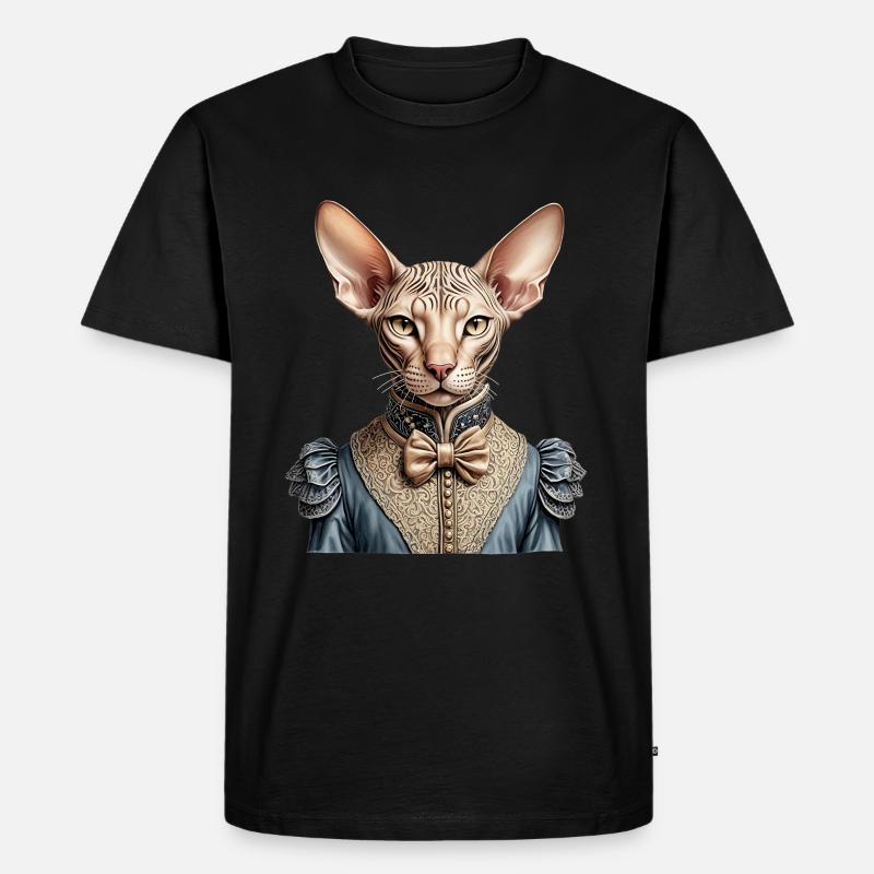 Viktorianische Sphynx-Katze - Männer Premium Bio T-Shirt - Schwarz