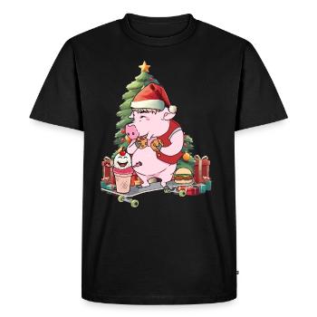 Cadeaux Père Noël Cochon Père Noël - T-shirt Premium bio Homme - noir - Devant - Nico (187cm)