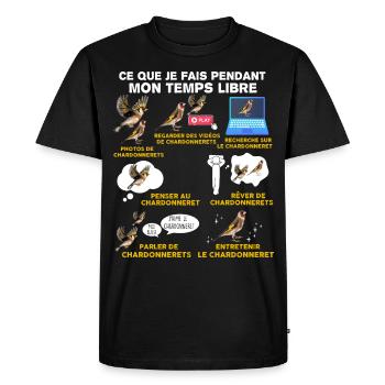 Oiseau, Chardonneret, idée cadeau passion animaux - T-shirt Premium bio Homme - noir - Devant - Nico (187cm)