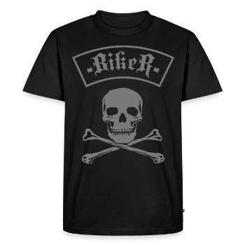 Biker Skull & Bones - Men's Premium Organic T-Shirt - black - Front - Nico (187cm)