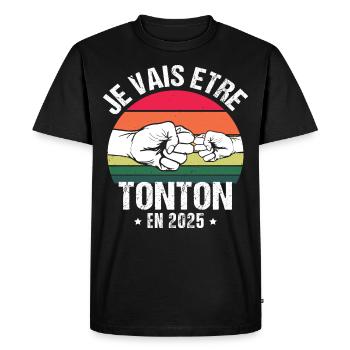 Je vais être tonton en 2025 cadeau naissance 2025 - T-shirt Premium bio Homme - noir - Devant - Nico (187cm)