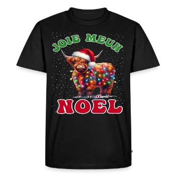 Joie Meuh Noël Cadeau Humoristique Vache Noël - T-shirt Premium bio Homme - noir - Devant - Nico (187cm)