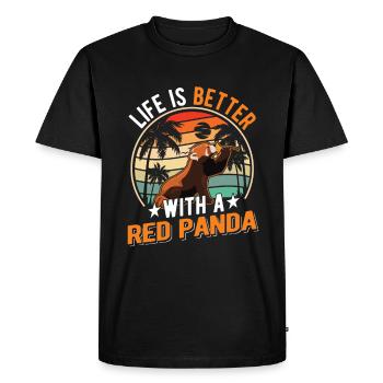 La vie est meilleure avec un panda roux roter panda - T-shirt Premium bio Homme - noir - Devant - Nico (187cm)