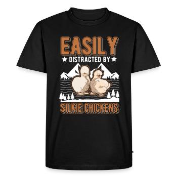 Facilement distrait par Silkie Chickens Silk Chicken - T-shirt Premium bio Homme - noir - Devant - Nico (187cm)