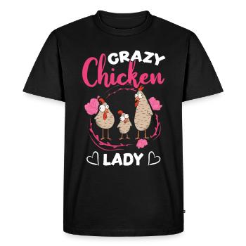 Crazy Chicken lady chicken owner - Men's Premium Organic T-Shirt - black - Front - Nico (187cm)