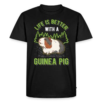 La vie est meilleure avec un cochon d’Inde Meerschweinchen - T-shirt Premium bio Homme - noir - Devant - Nico (187cm)