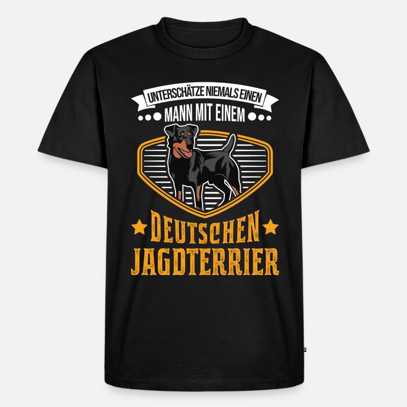 Deutscher Jagdterrier Mann - Männer Premium Bio T-Shirt - Schwarz