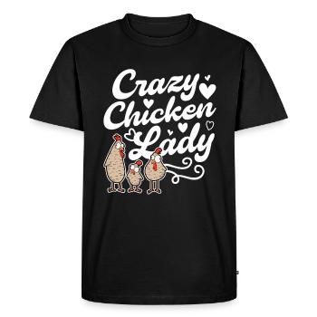 Crazy Chickens Mrs. Crazy Chicken lady - Men's Premium Organic T-Shirt - black - Front - Nico (187cm)
