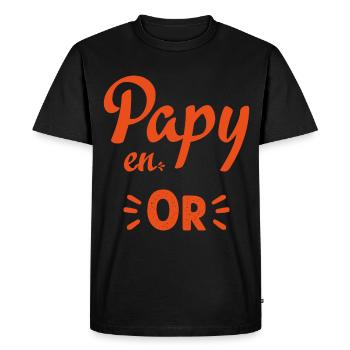 Papy en or humour papy cadeau - T-shirt Premium bio Homme - noir - Devant - Nico (187cm)