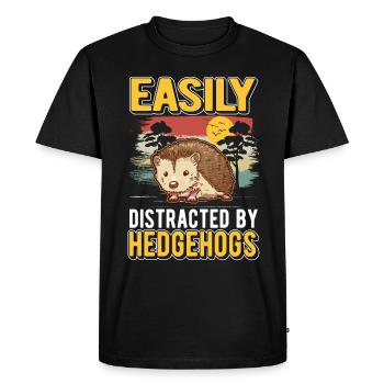 Easily distracted by Hedgehogs Hedgehog - Men's Premium Organic T-Shirt - black - Front - Nico (187cm)