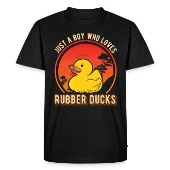 Canard en caoutchouc Jeune Canard grinçant Canard de bain - T-shirt Premium bio Homme - noir - Devant - Nico (187cm)