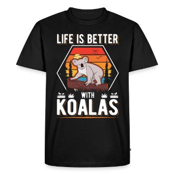 Life is better with Koalas Koala Bear - Men's Premium Organic T-Shirt - black - Front - Nico (187cm)