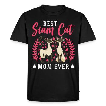 Chats siamois Mama Siam Cat Mom - T-shirt Premium bio Homme - noir - Devant - Nico (187cm)