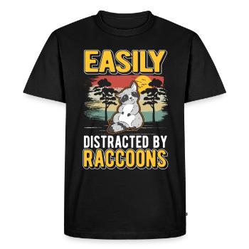 Facilement distrait par Raccoons Raccoons Raccoons Raccoon - T-shirt Premium bio Homme - noir - Devant - Nico (187cm)