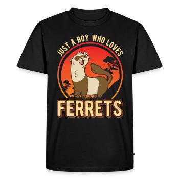 Just a Boy who loves Ferrets Frettchen - Men's Premium Organic T-Shirt - black - Front - Nico (187cm)