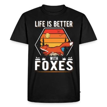 La vie est meilleure avec Foxes Fuchs - T-shirt Premium bio Homme - noir - Devant - Nico (187cm)