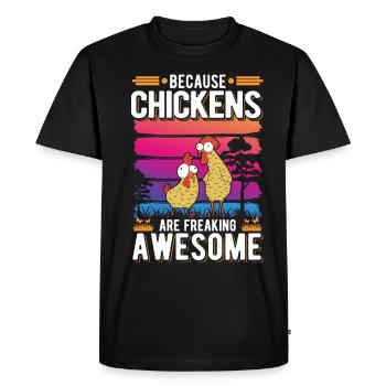 Poulailler d’éleveur de poulet - T-shirt Premium bio Homme - noir - Devant - Nico (187cm)