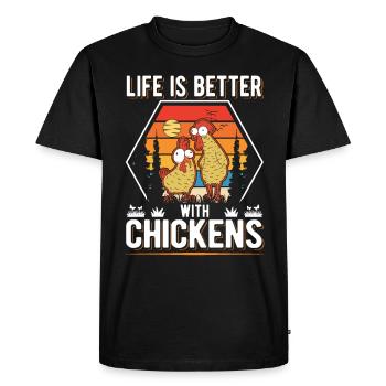 Poulailler d’éleveur de poulet - T-shirt Premium bio Homme - noir - Devant - Nico (187cm)