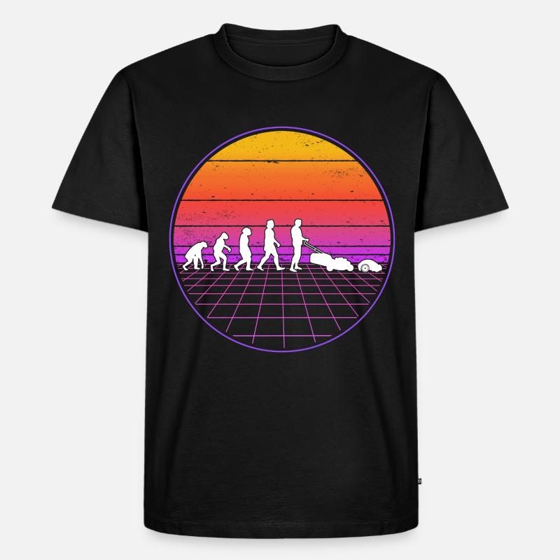 Mähroboter Evolution Retro Rasenroboter - Männer Premium Bio T-Shirt - Schwarz