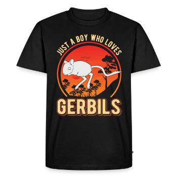 Just a Boy who loves Gerbils Junge Rennmaus - Men's Premium Organic T-Shirt - black - Front - Nico (187cm)