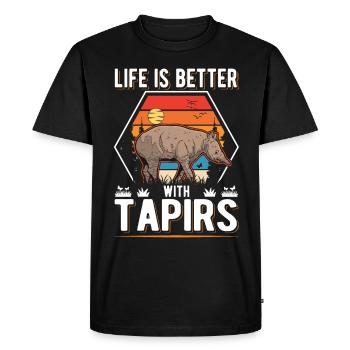 La vie est meilleure avec Tapirs - T-shirt Premium bio Homme - noir - Devant - Nico (187cm)