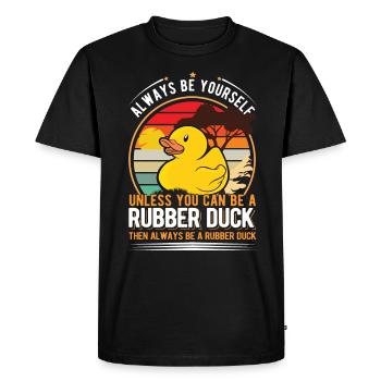 Canard en caoutchouc Canard grinçant Canard de bain - T-shirt Premium bio Homme - noir - Devant - Nico (187cm)